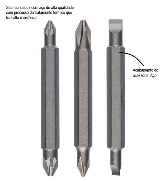 Jogo de Pontas duplas para parafusar Bosch 60mm, 3 peças, PH1, PH2, PZ1, PZ2, S0,6x4,5, S1,0x5,5