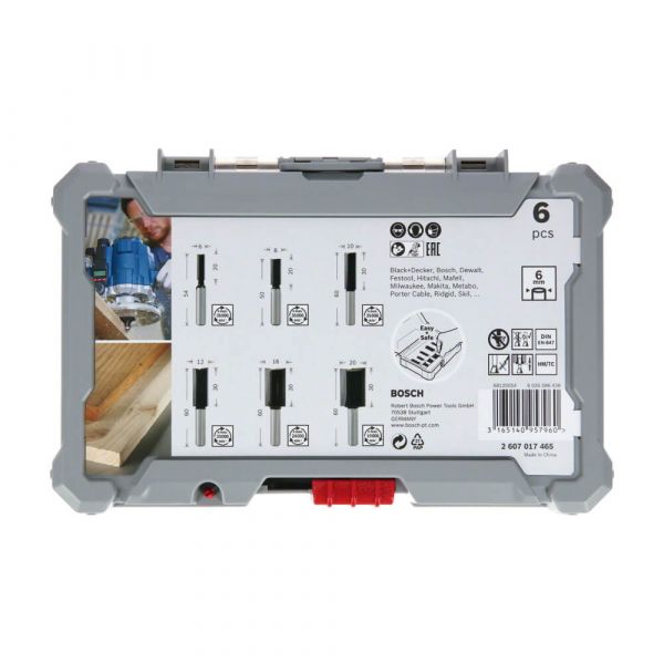 Jogo de fresas retas Bosch encaixe de 6 mm 6 peças