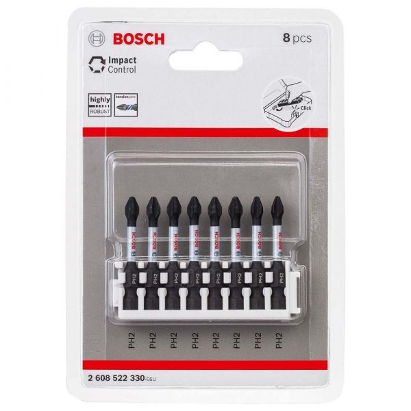 Ponta para parafusar Bosch Phillips PH2 50mm Impact Control com 8 peças