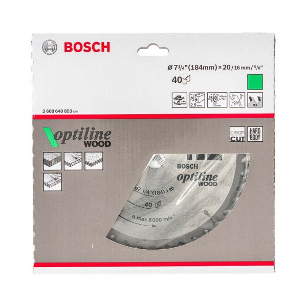 Disco para Serra Circular 7.1/4 com 40 Dentes Bosch 