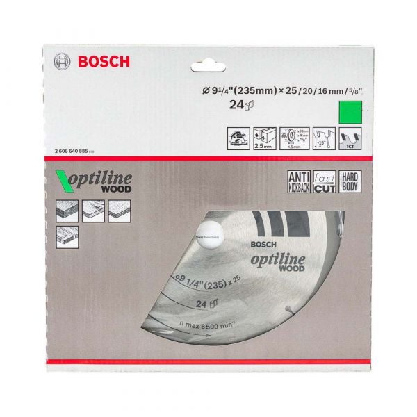 Disco Serra Circular Optiline Wood 235x25mm 24 Dentes Bosch