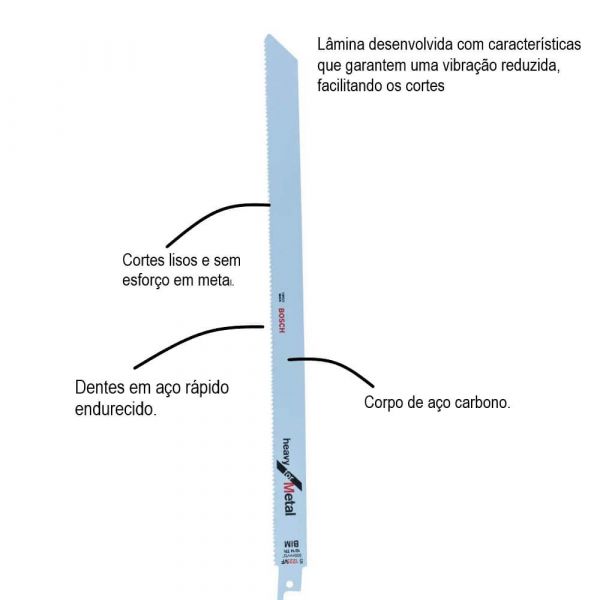 Lâmina de serra sabre Bosch S1225VF Heavy for Metal pacote com 1 peça