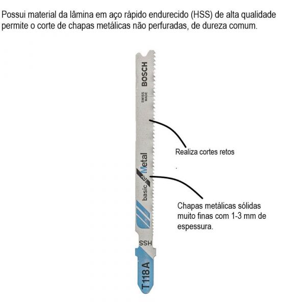 Lâmina Serra Tico Bosch T118A Basic for Metal 1 Peça