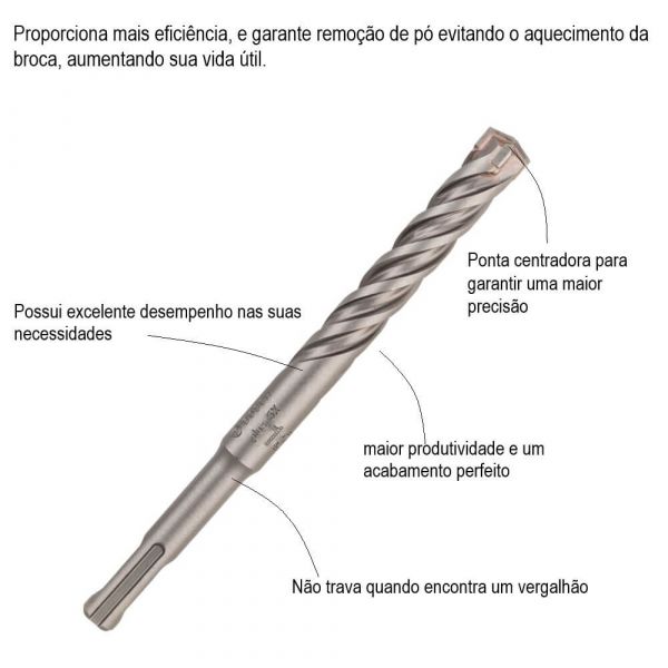 Broca Bosch SDS plus-5X para concreto Ø13 x 100 x 160 mm