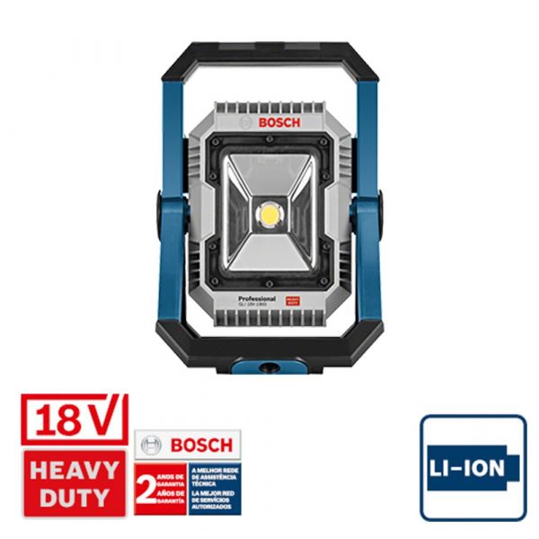 Refletor led à bateria Bosch GLI 18V-1900, 18V SB, 1900 lúmens 