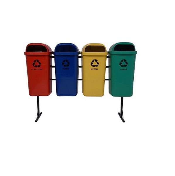Kit com 4 Lixeiras Plásticas 50 Litros Lar Plásticos