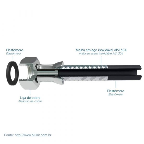 Ligação Flexível Aço Inox para Água MxF 1/2