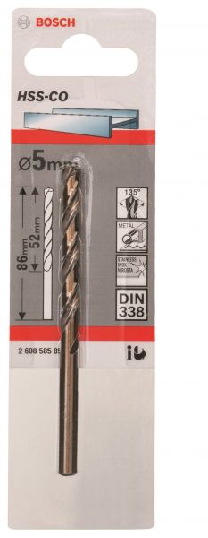 Broca para Metal Aço Rápido com Liga de Cobalto HSS-Co 5,0mm Bosch 2608585851