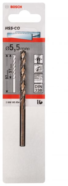 Broca para Metal Aço Rápido com Liga de Cobalto HSS-Co 5,5mm  Bosch 2608585854