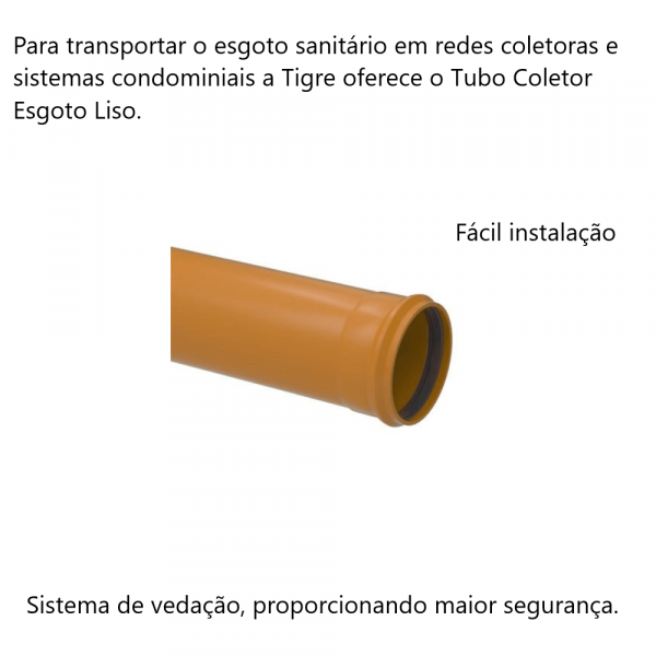 6 Metros de Tubo Coletor Ocre Esgoto JEI DN350 Tigre