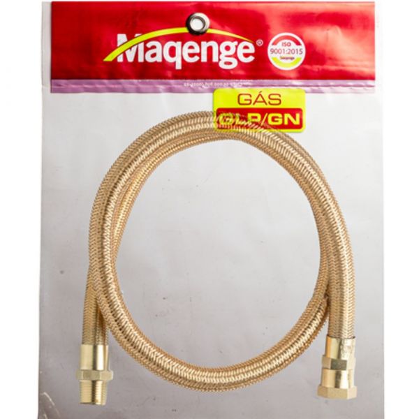 80cm de Mangueira Flexível GLP/GN 1/2(I)  R.1/2 Pol. BSPT(E) x 1/2 Pol. BSP(I) Maqenge 