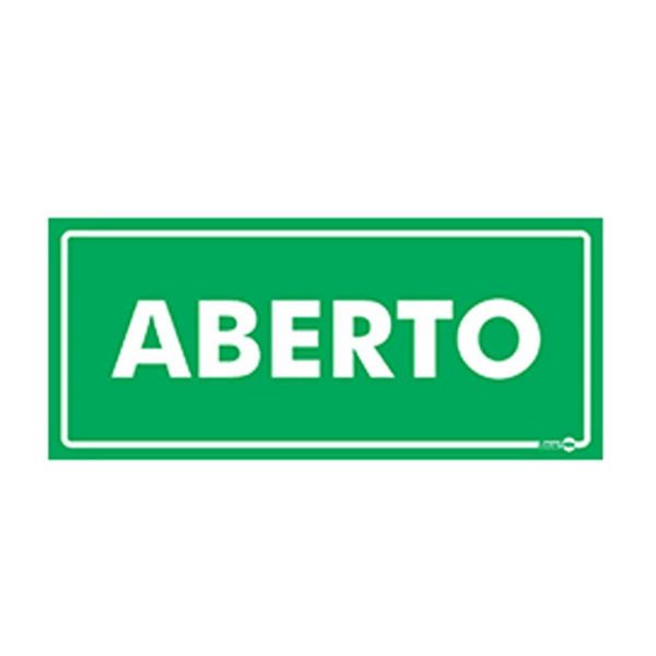 Placa de Sinalização ABERTO 19X7cm