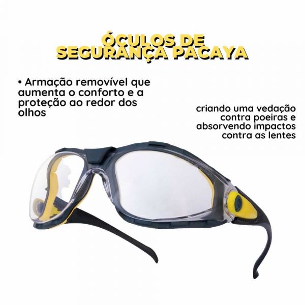 Óculos de Segurança Pacaya Incolor Delta Plus Pro Safety