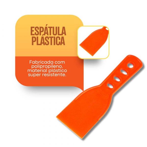 Espátula Plástica Lisa Laranja 60mm Pincéis Compel