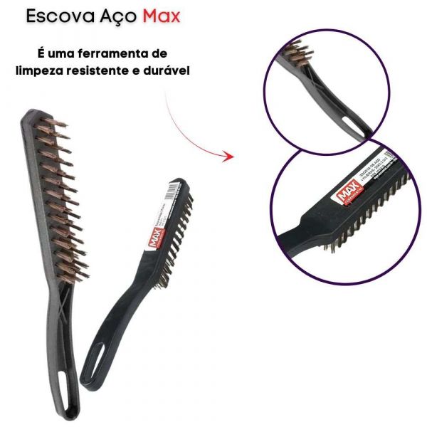 Escova De Aço Manual Com Cabo Plástico Max