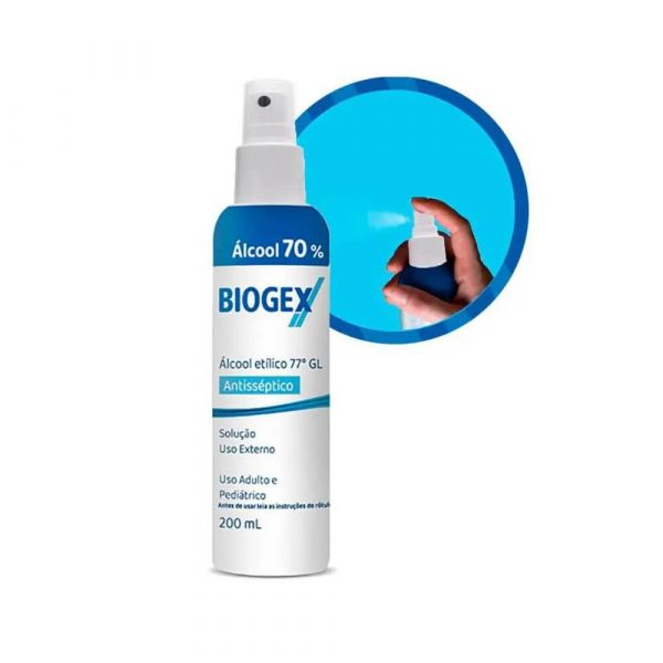 Álcool Lí­quido Spray Antisséptico Hidratante 200ml Biogex 