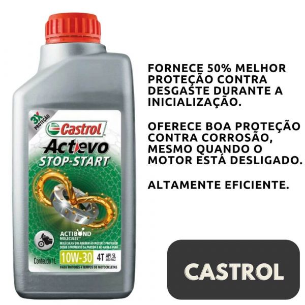 Óleo Lubrificante Actevo Stop Start 4T 10W30 1L Castrol