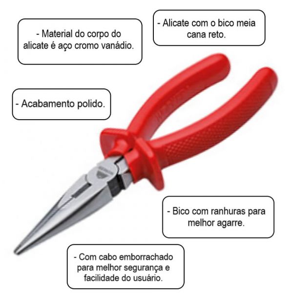 Alicate Bico Meia Cana 6” Western