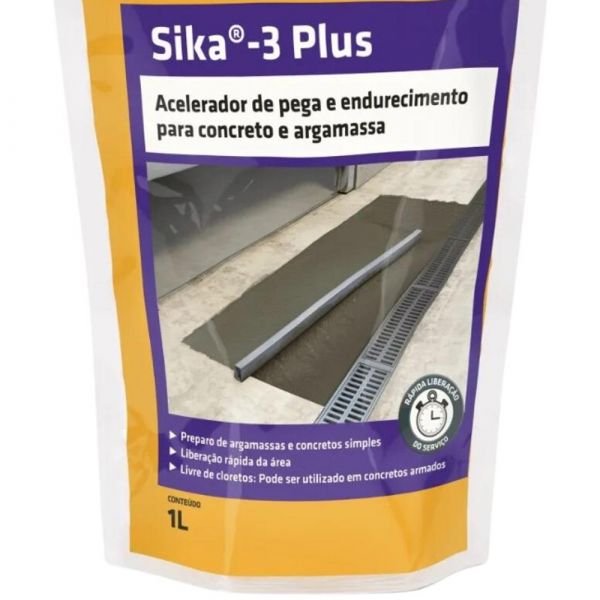 Acelerador de Secagem para Argamassas e Concreto 3 Plus 1L Sika