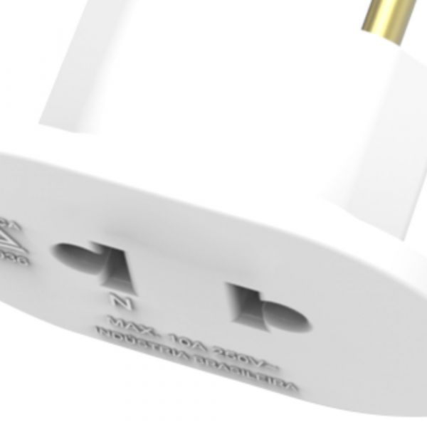 Adaptador Conversor Sistema 2 Polos Terra 10A 250V Branco Durin