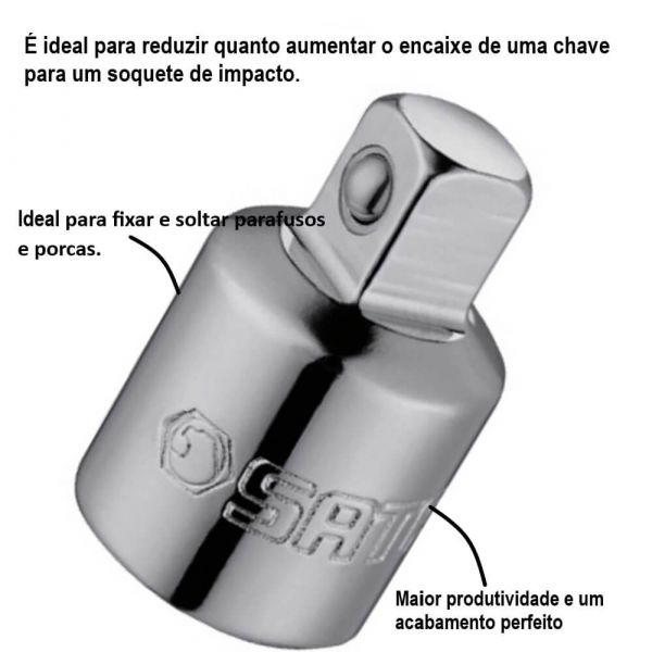 Adaptador Para Soquete Fêmea 1/2” Macho 3/8” Sata