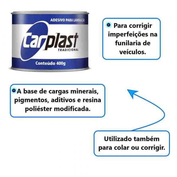 Adesivo Plástico Cinza 400g Carplas Maxi Rubler