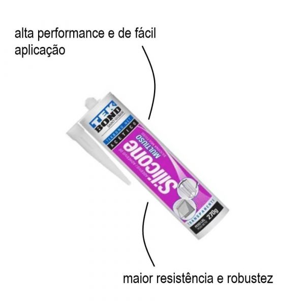 Adesivo Silicone Acético Transparente Multiuso 270g Tekbond