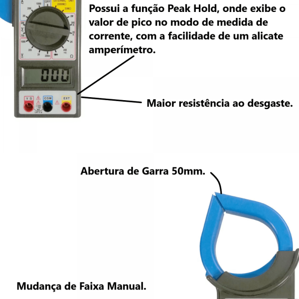 Alicate Amperímetro Digital ET-3200 Minipa