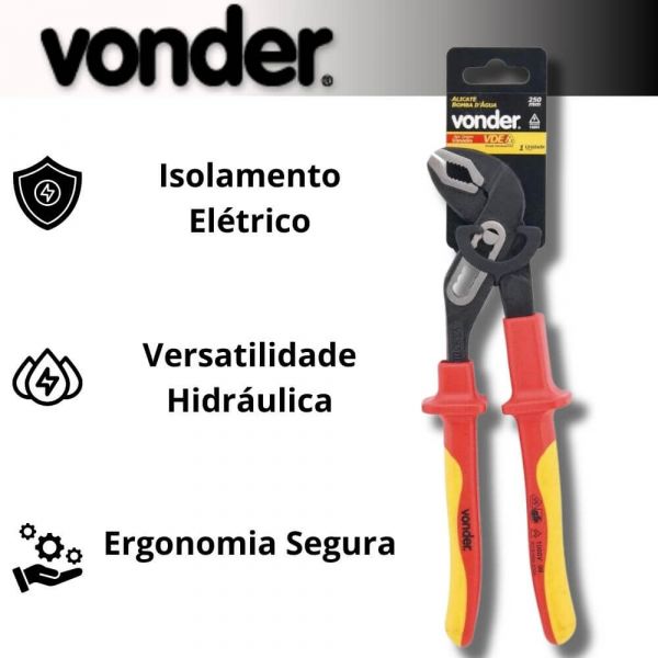 Alicate Bomba D'água 250mm VDE Isolado  Vonder 