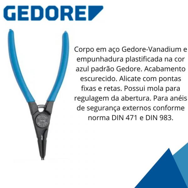 Alicate para Anéis Externos Bico Reto Gedore