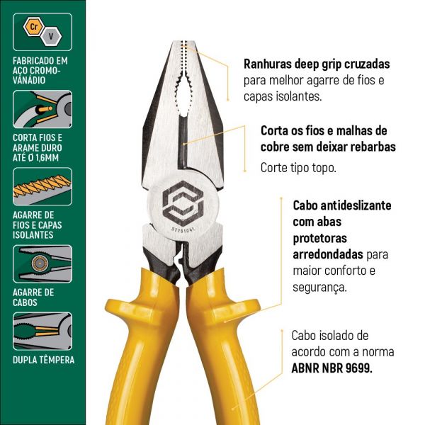 Alicate Universal Eletricista 8” Sata