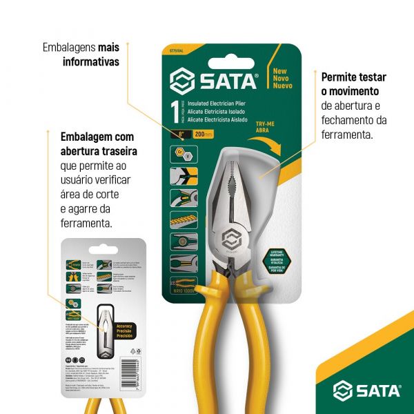 Alicate Universal Eletricista 8” Sata