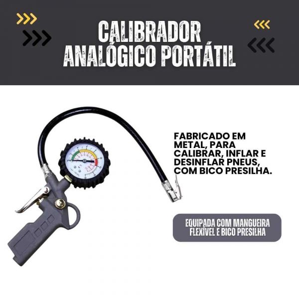 Calibrador Analógico Portátil com Bico Presilha 0 A 220 PSI Bremen