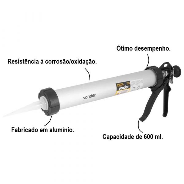 Aplicador Tubular Para Silicone 600 ml Vonder