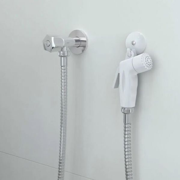 Ducha Higiênica Flexível com Gatilho Branca e Cromada Blukit