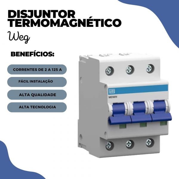 Disjuntor Termomagnético 10KA 3P MDWH-C 10A Weg
