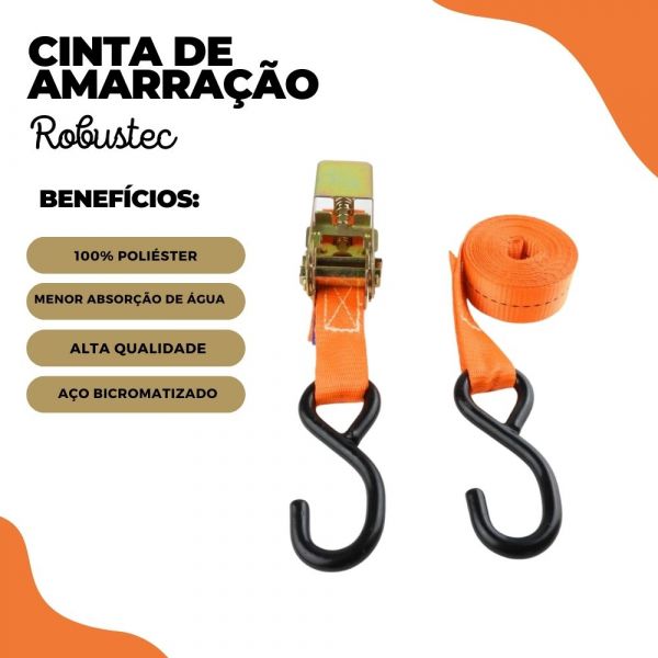 Cinta de Amarração 800Kg 3 Metros com Catraca Fechada RCAI-2037 Robustec