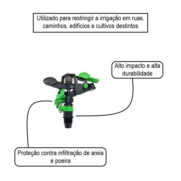 Aspersor Plástico IR-1612 Setorial 1/2 3,20mm Preto/verde Kadox