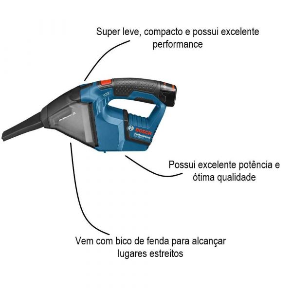 Aspirador de Pó a Bateria Bosch GAS 12V-LI, 12V SB