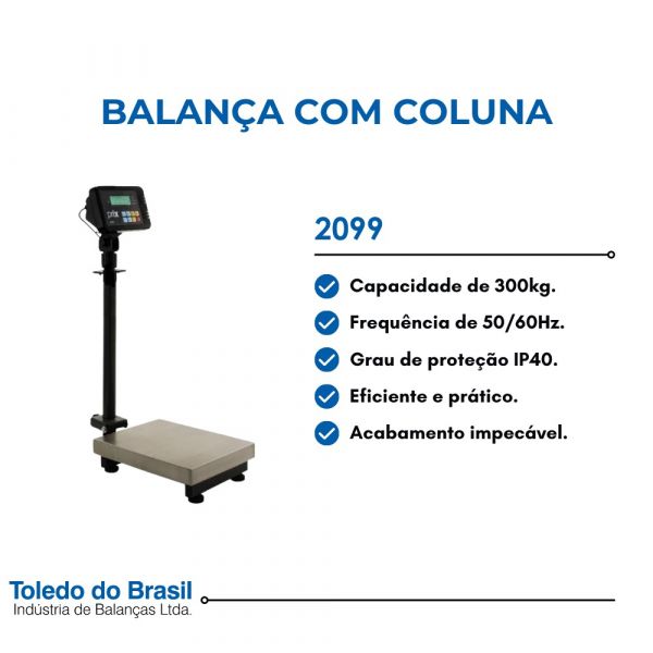 Balança com Coluna 2099 300kg Toledo