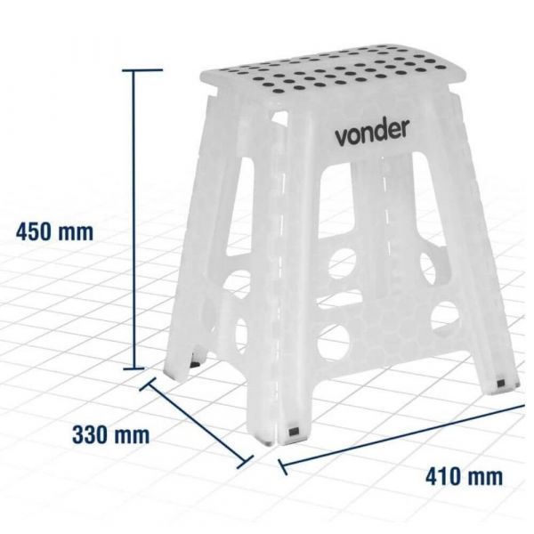 Banqueta Plástica Dobrável 450mm Vonder