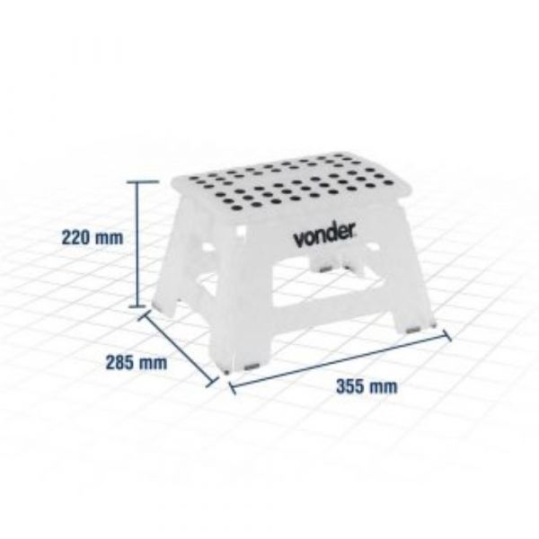 Banqueta Plástica Dobrável Transparente 150Kgf 350mm Vonder