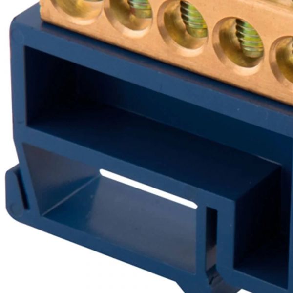 Barramento Terra Neutro DIN Com 10 Ligações E Suporte Azul Tramontina
