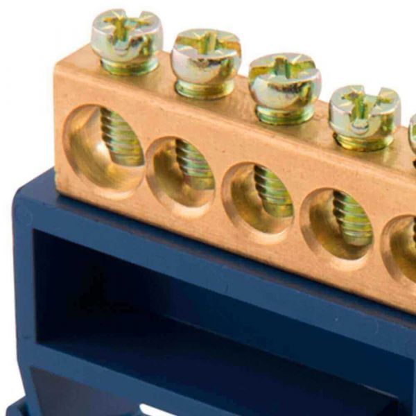 Barramento Terra Neutro DIN Com 10 Ligações E Suporte Azul Tramontina