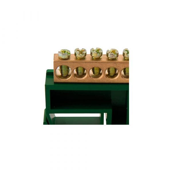 Barramento Terra Neutro DIN Com 10 Ligações E Suporte Verde Tramontina