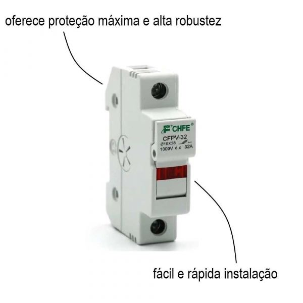 Base Fusível Solar 10x38 1000VCC Panda Energia Solar