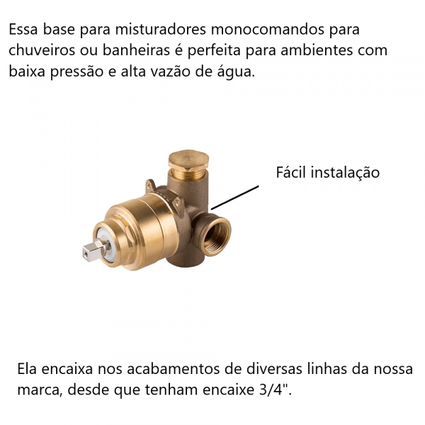 Base Misturador Monocomando para Banheira-Chuveiro 3/4