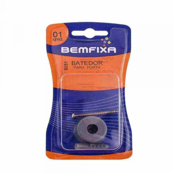 Batedor Para Porta Chato Cinza Bemfixa 9051
