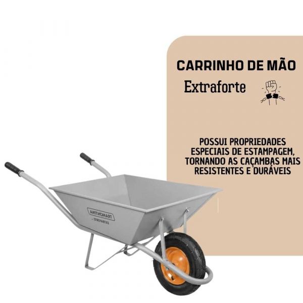 Carrinho de Mão Extraforte Caçamba 65 Litros Metálica Reforçada Tramontina