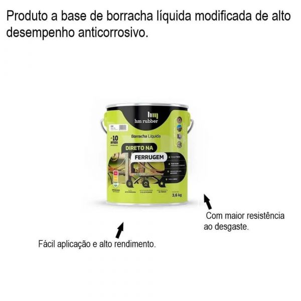 Borracha Liquida Direto Na Ferrugem 3,6kg Branco HM Rubber
